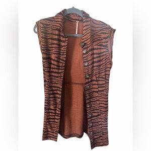 Free People Women’s Sz Small Mini Dress Tiger Print Button Down